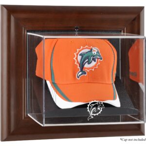 Miami Dolphins – Wandmontierbare Baseballkappen-Vitrine in Braun