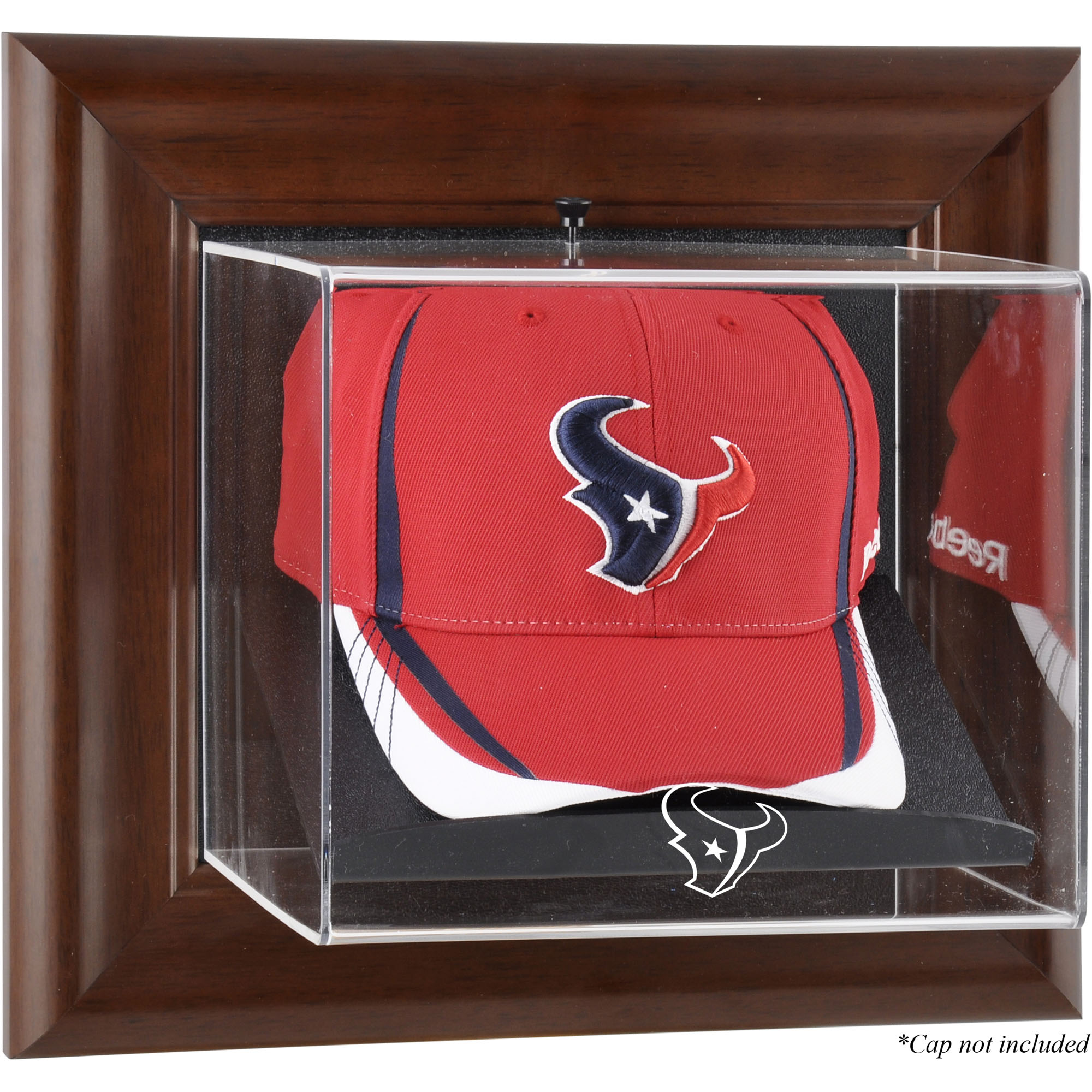 Wandmontierbare Baseballkappen-Vitrine der Houston Texans in Braun