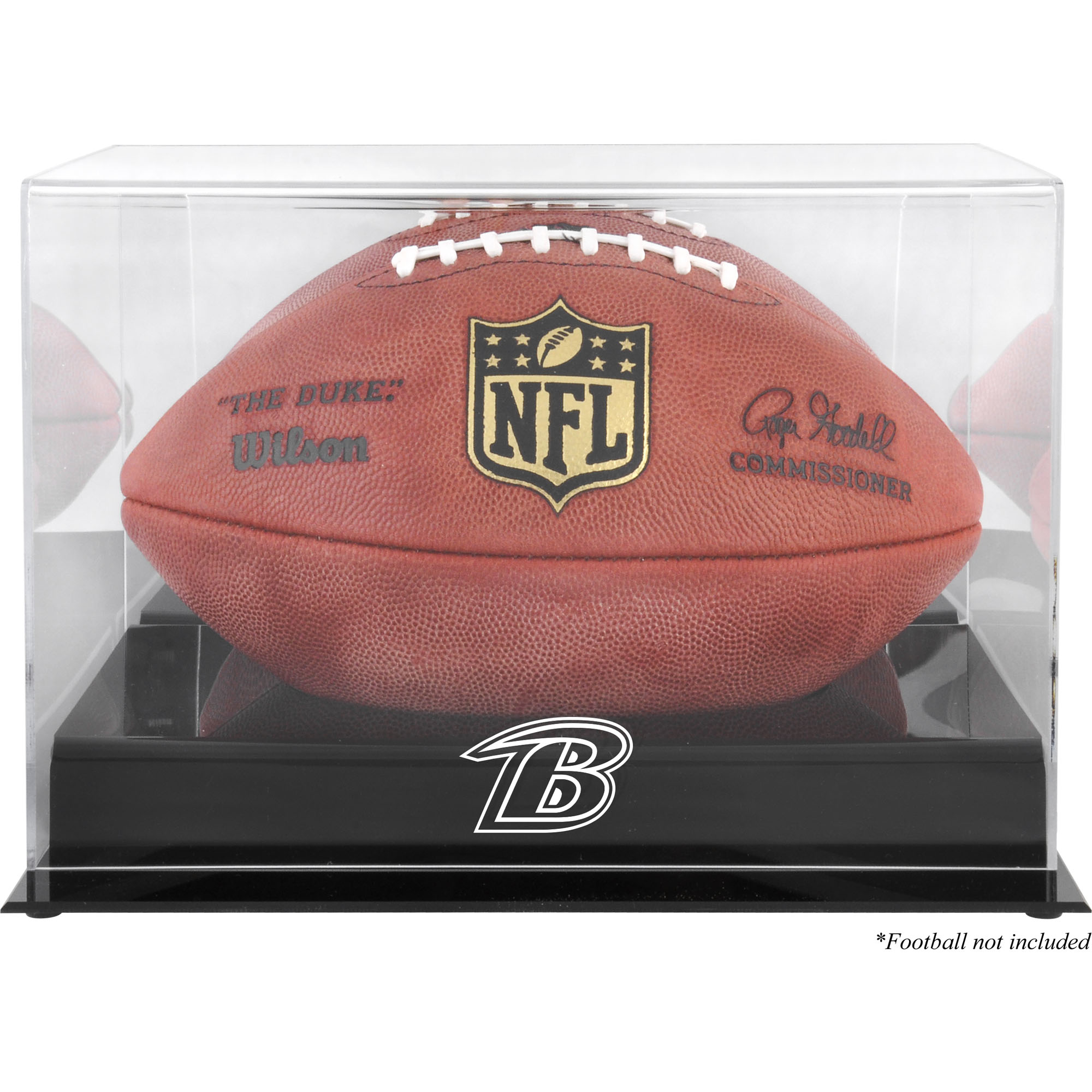 Vitrine mit Football-Logo der Baltimore Ravens, schwarz, mit verspiegelter Rückseite