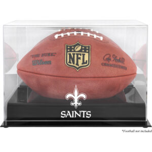 Vitrine mit Football-Logo der New Orleans Saints in Schwarz mit verspiegelter Rückseite