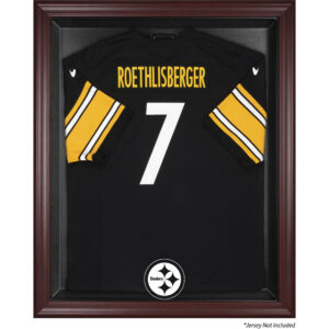 Vitrine mit Trikotrahmen der Pittsburgh Steelers aus Mahagoni