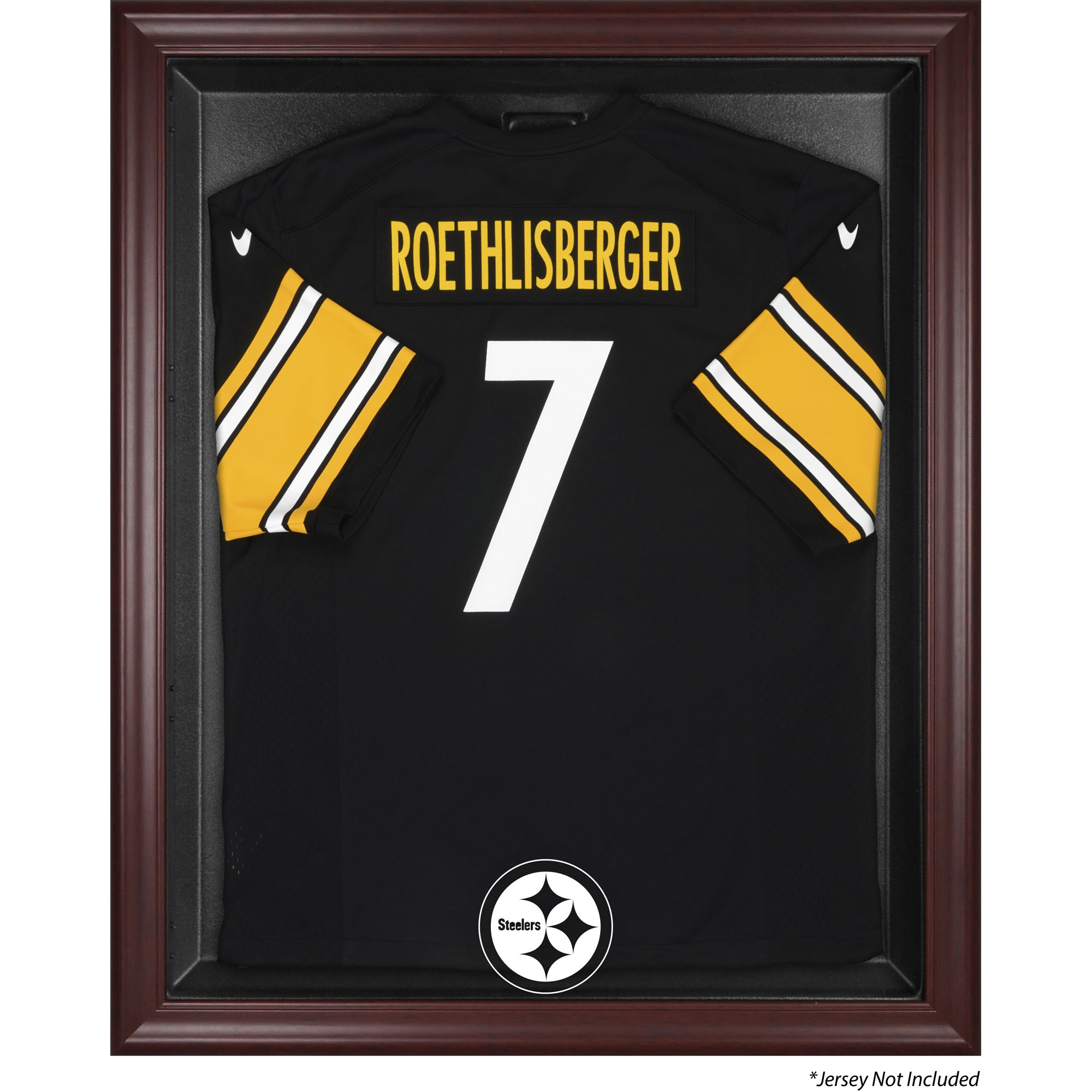 Vitrine mit Trikotrahmen der Pittsburgh Steelers aus Mahagoni