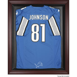 Detroit Lions Trikot-Vitrine mit Mahagoni-Rahmen