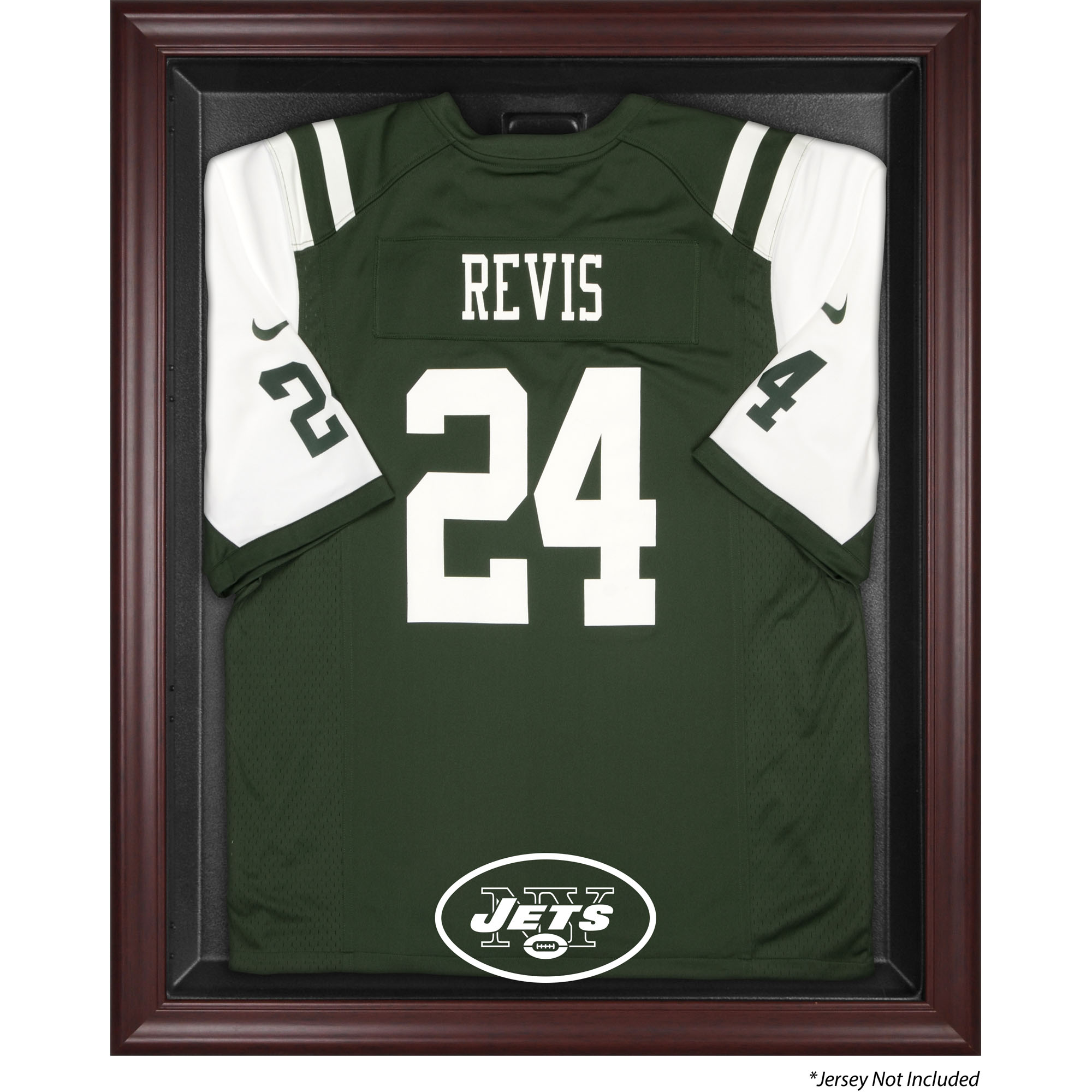 Vitrine für Trikots der New York Jets mit Throwback-Logo 1998–2018, Mahagoni-Rahmen