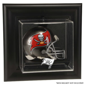 Tampa Bay Buccaneers Mini-Vitrine mit schwarzem Rahmen und Wandmontage für Helme