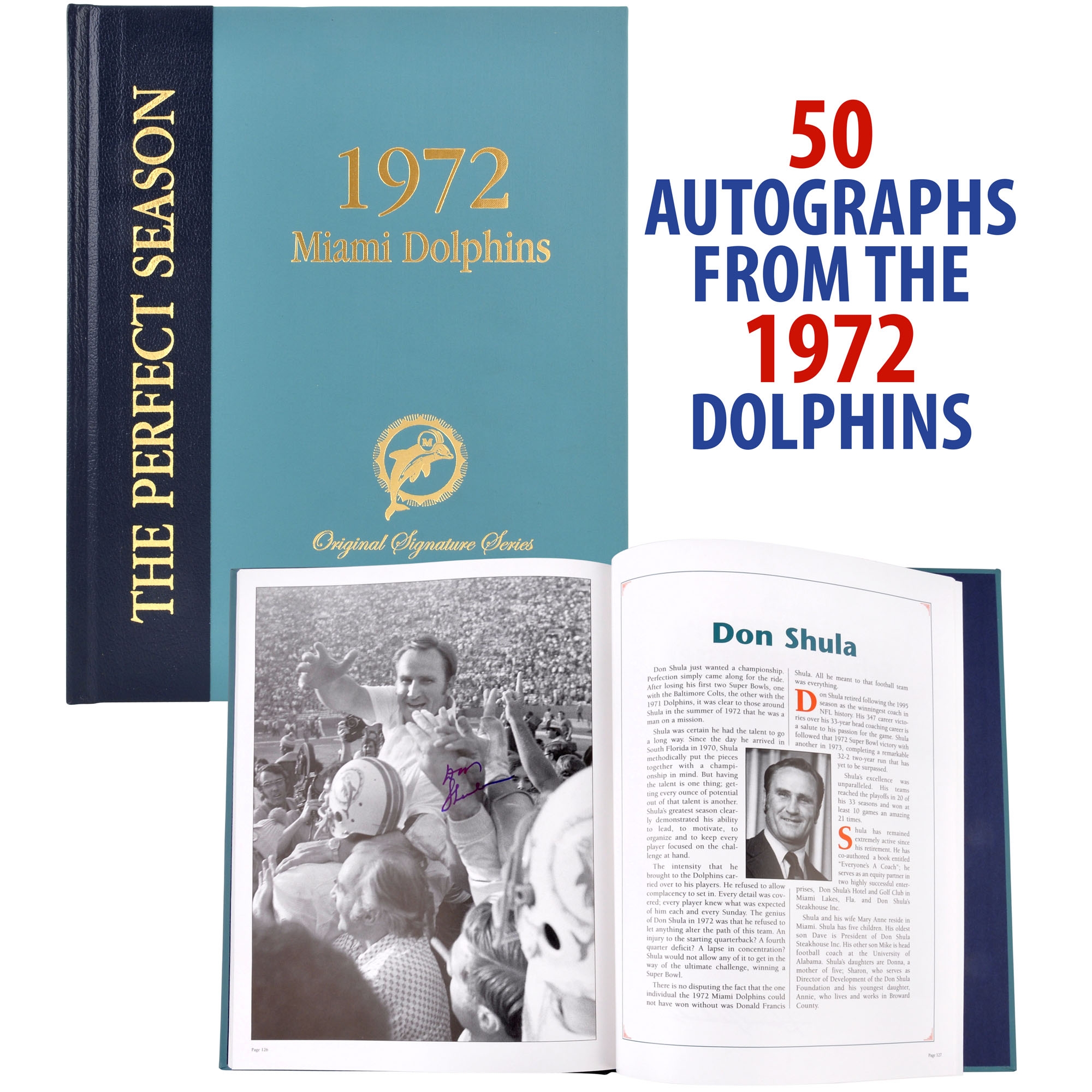 1972 Miami Dolphins signiertes Kaffeetischbuch