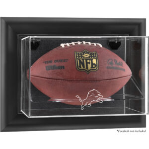 Detroit Lions Football-Vitrine mit schwarzem Rahmen und Wandmontage