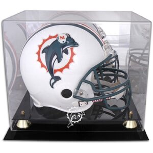 Goldene klassische Helmvitrine der Miami Dolphins mit verspiegelter Rückseite