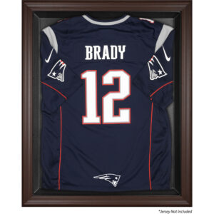 Vitrine mit dem Logo des New England Patriots Fanatics-Trikots mit authentischem braunem Rahmen