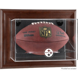 Pittsburgh Steelers Football-Vitrine mit braunem Rahmen und Wandmontage