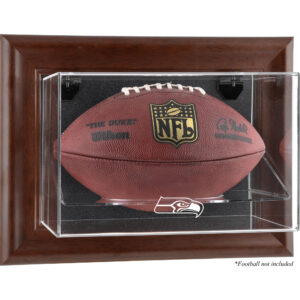 Seattle Seahawks Football-Vitrine mit braunem Rahmen und Wandmontage