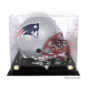 Goldene klassische Helmvitrine der New England Patriots mit verspiegelter Rückseite