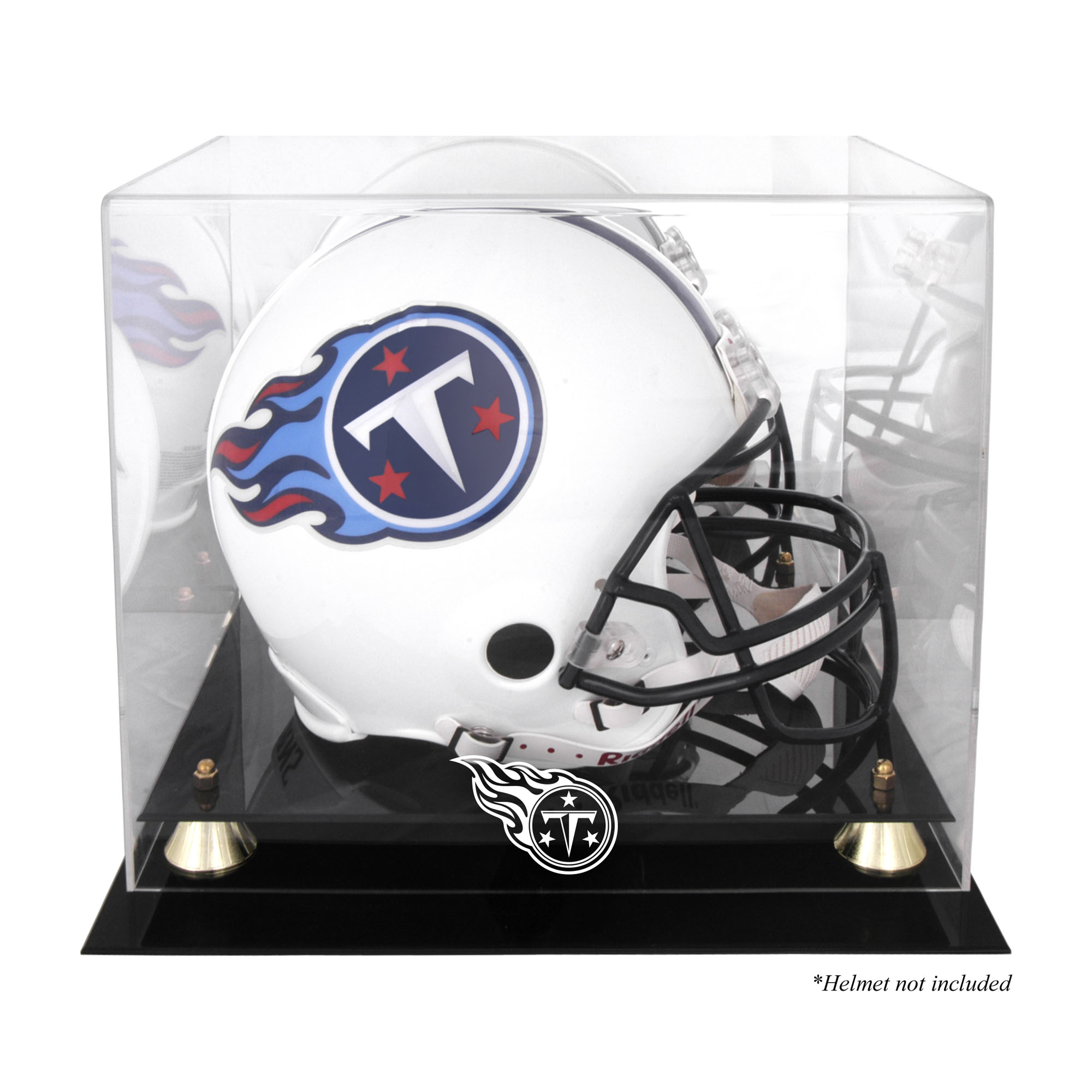 Goldener klassischer Helm-Vitrine der Tennessee Titans mit verspiegelter Rückseite