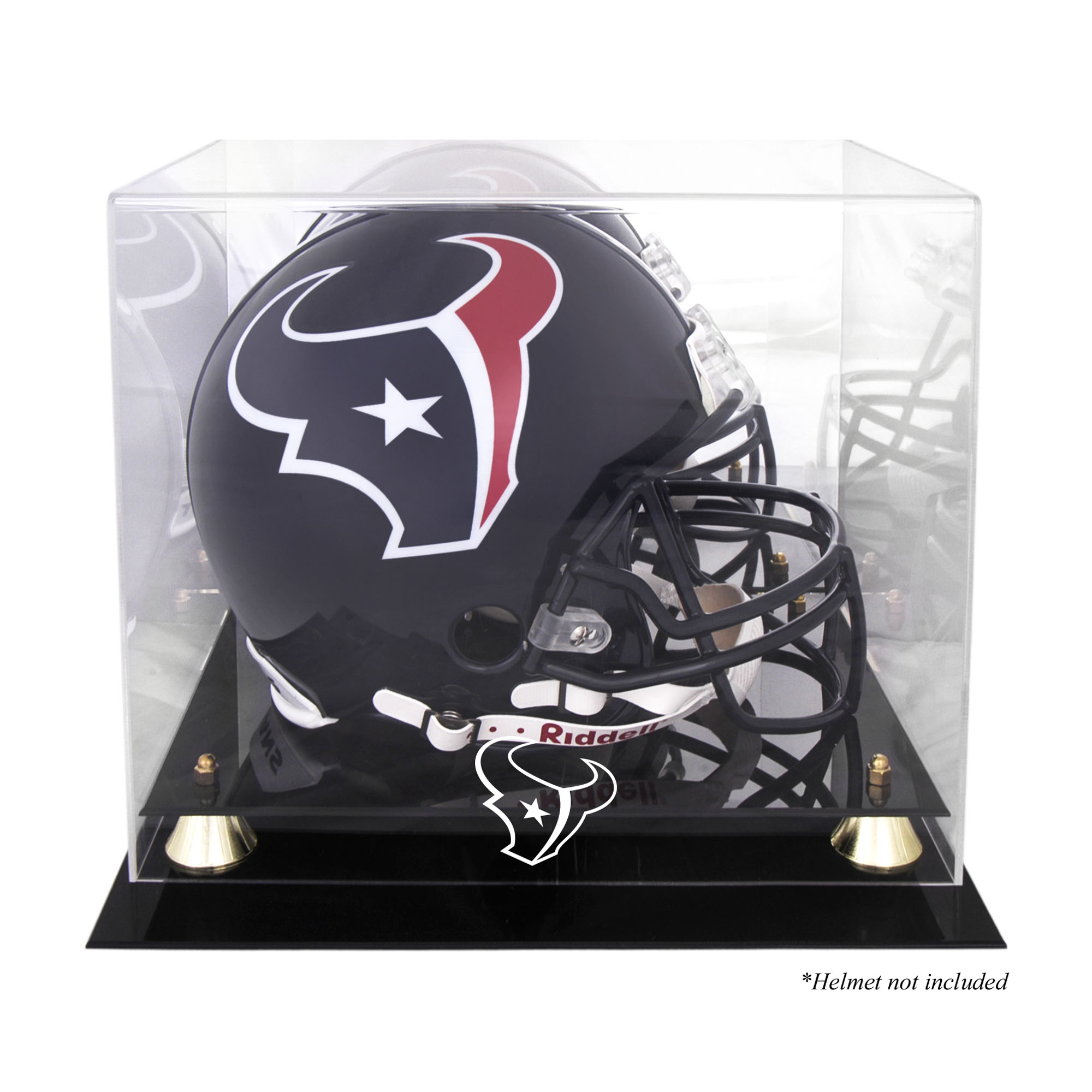 Goldener klassischer Helm-Vitrine der Houston Texans mit verspiegelter Rückseite