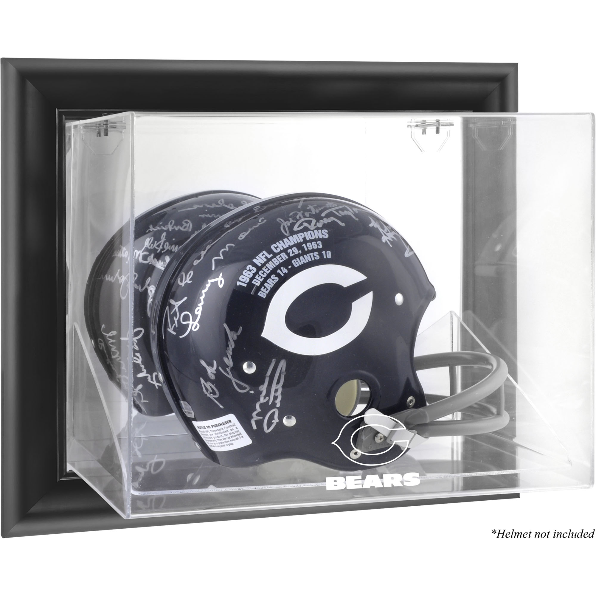 Chicago Bears Helmvitrine mit schwarzem Rahmen und Wandmontage