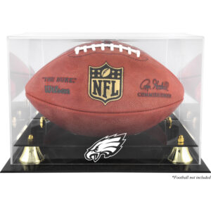 Goldene Vitrine mit klassischem Teamlogo des Philadelphia Eagles-Footballs