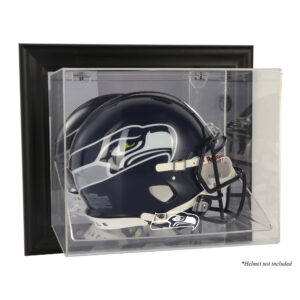 Seattle Seahawks – Helmvitrine mit schwarzem Rahmen und Wandmontage