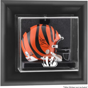 Cincinnati Bengals Mini-Vitrine mit schwarzem Rahmen und Wandmontage für Helme