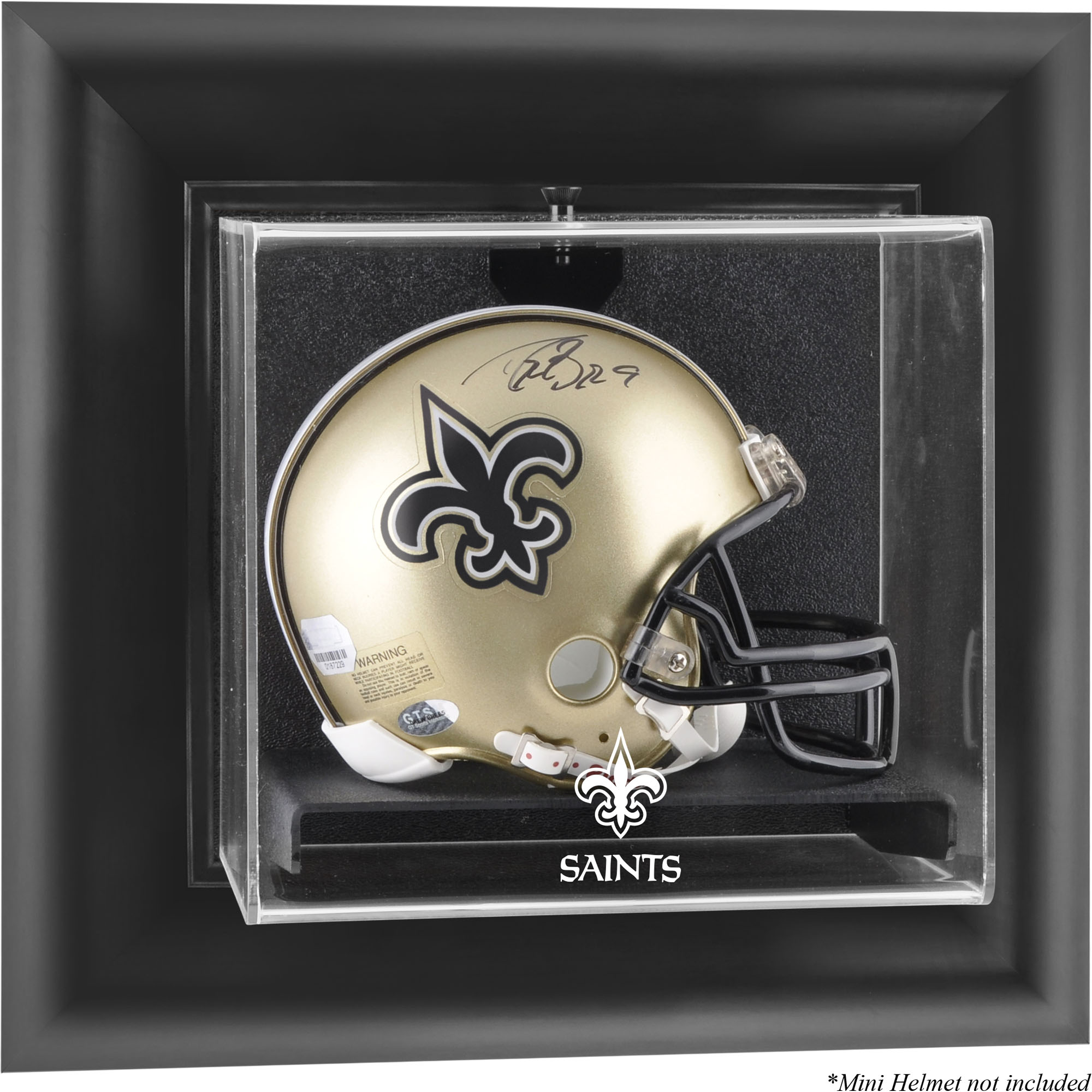 New Orleans Saints – Mini-Vitrine mit Helmrahmen und Wandmontage, schwarz