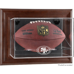 San Francisco 49ers Football-Vitrine mit braunem Rahmen und Wandmontage