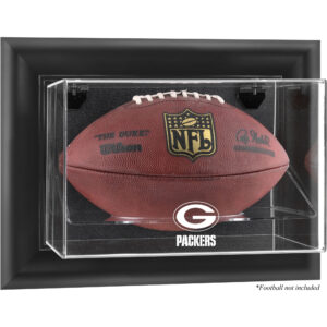 Green Bay Packers Football-Vitrine mit schwarzem Rahmen und Wandmontage