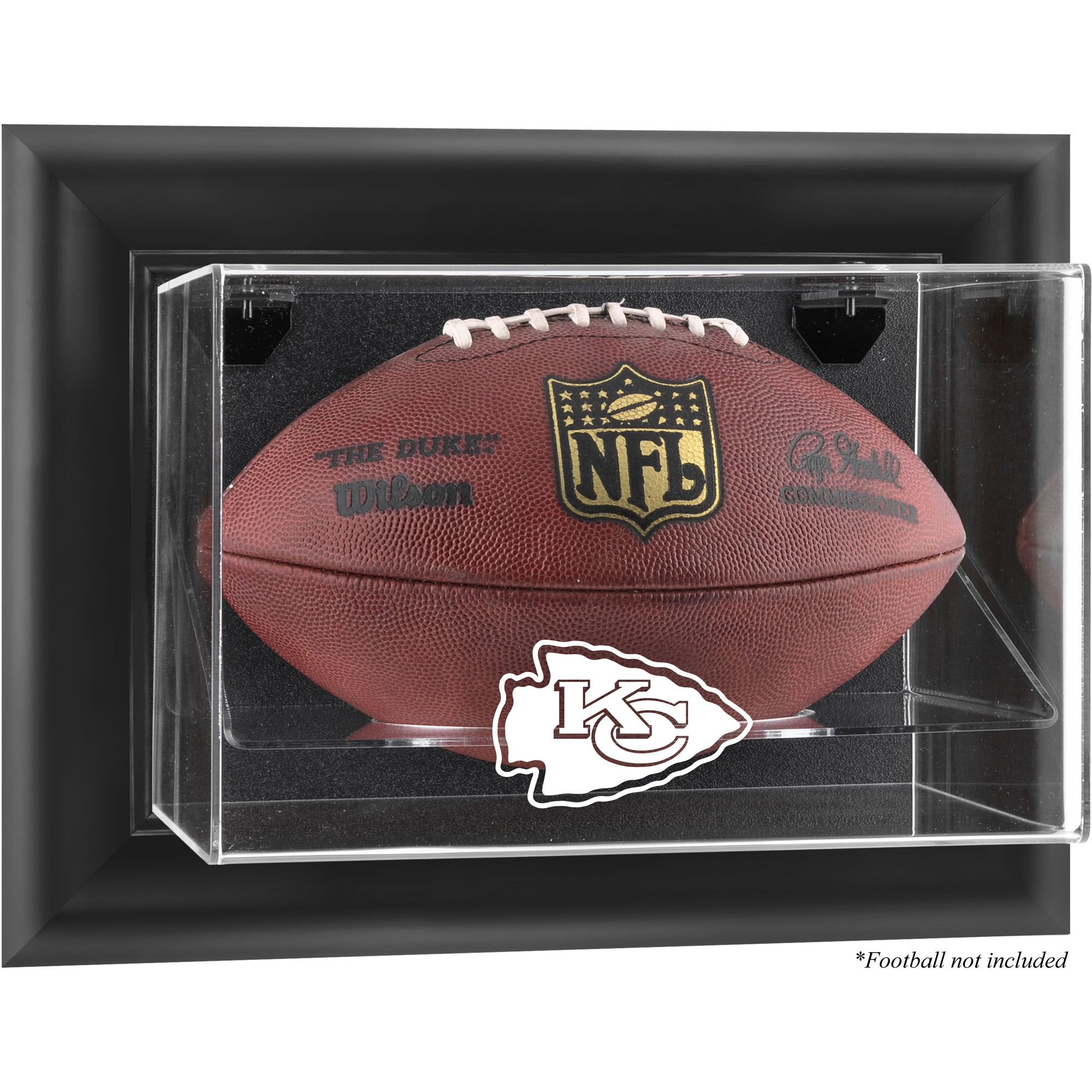 Kansas City Chiefs Football-Vitrine mit schwarzem Rahmen und Wandmontage