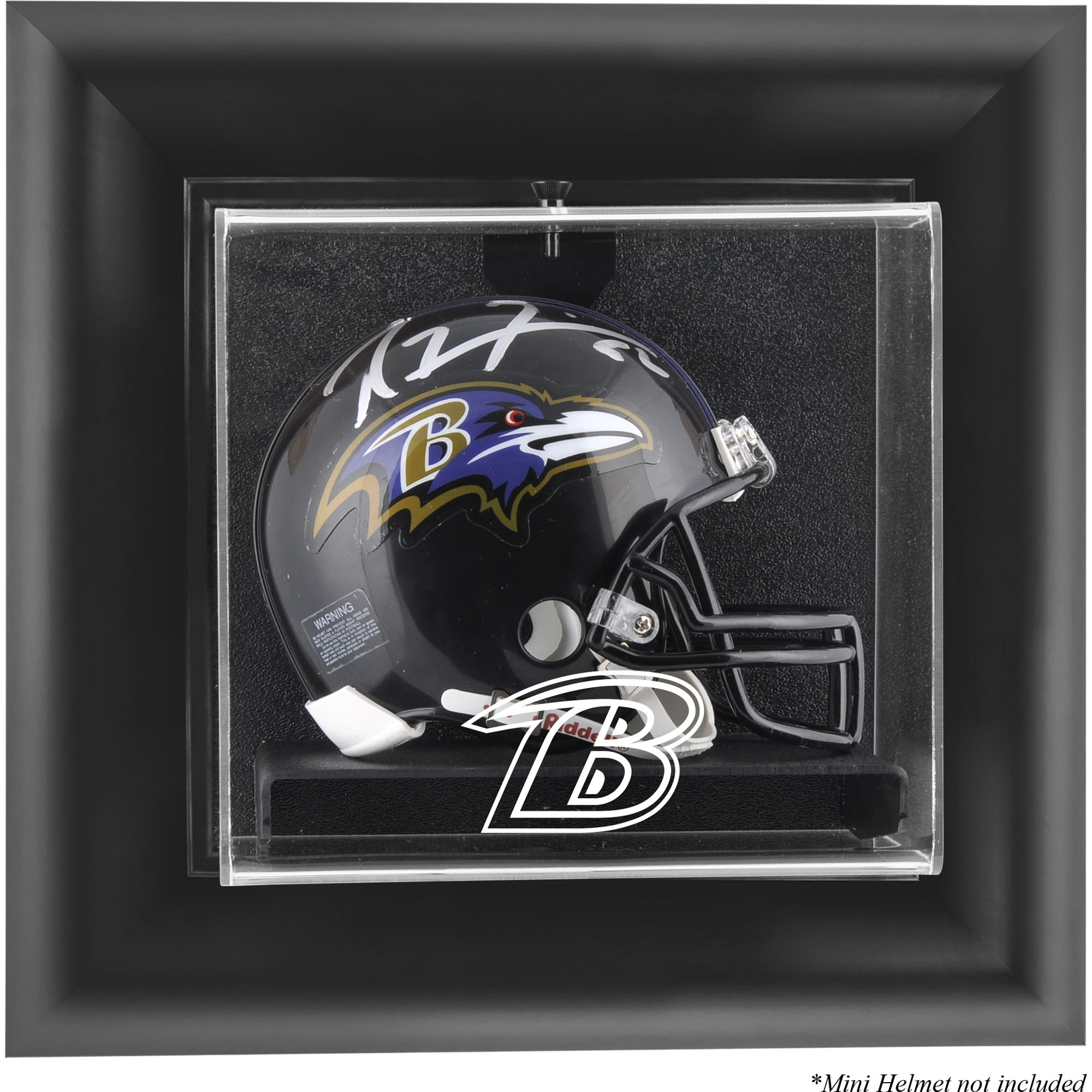 Baltimore Ravens Mini-Vitrine mit schwarzem Rahmen und Wandmontage für Helme