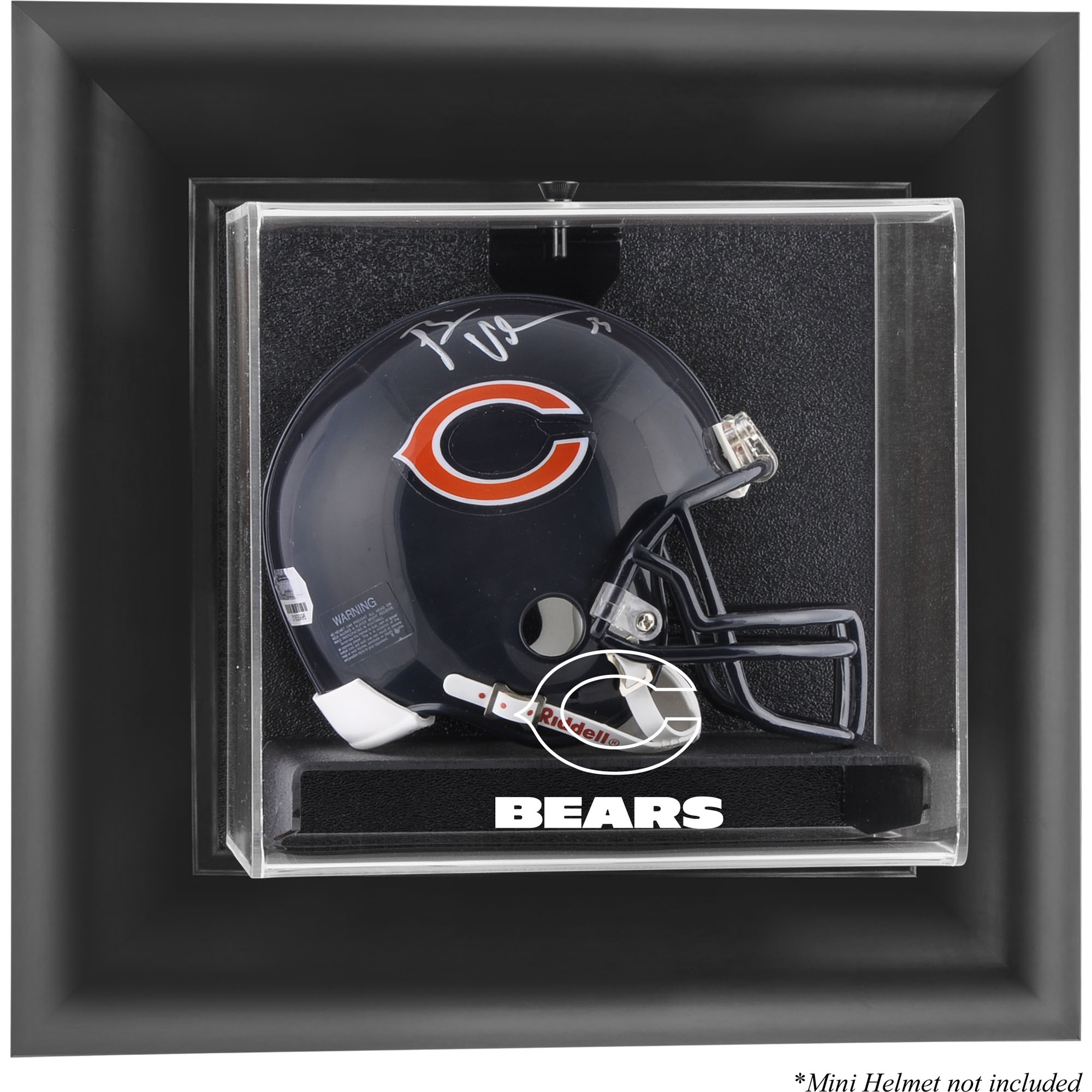 Chicago Bears Mini-Vitrine mit schwarzem Rahmen und Wandmontage für Helme