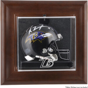 Baltimore Ravens Mini-Vitrine mit braunem Rahmen und Wandmontage für Helme