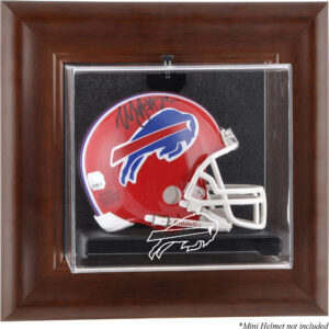 Buffalo Bills Mini-Vitrine mit braunem Rahmen und Wandmontage für Helme