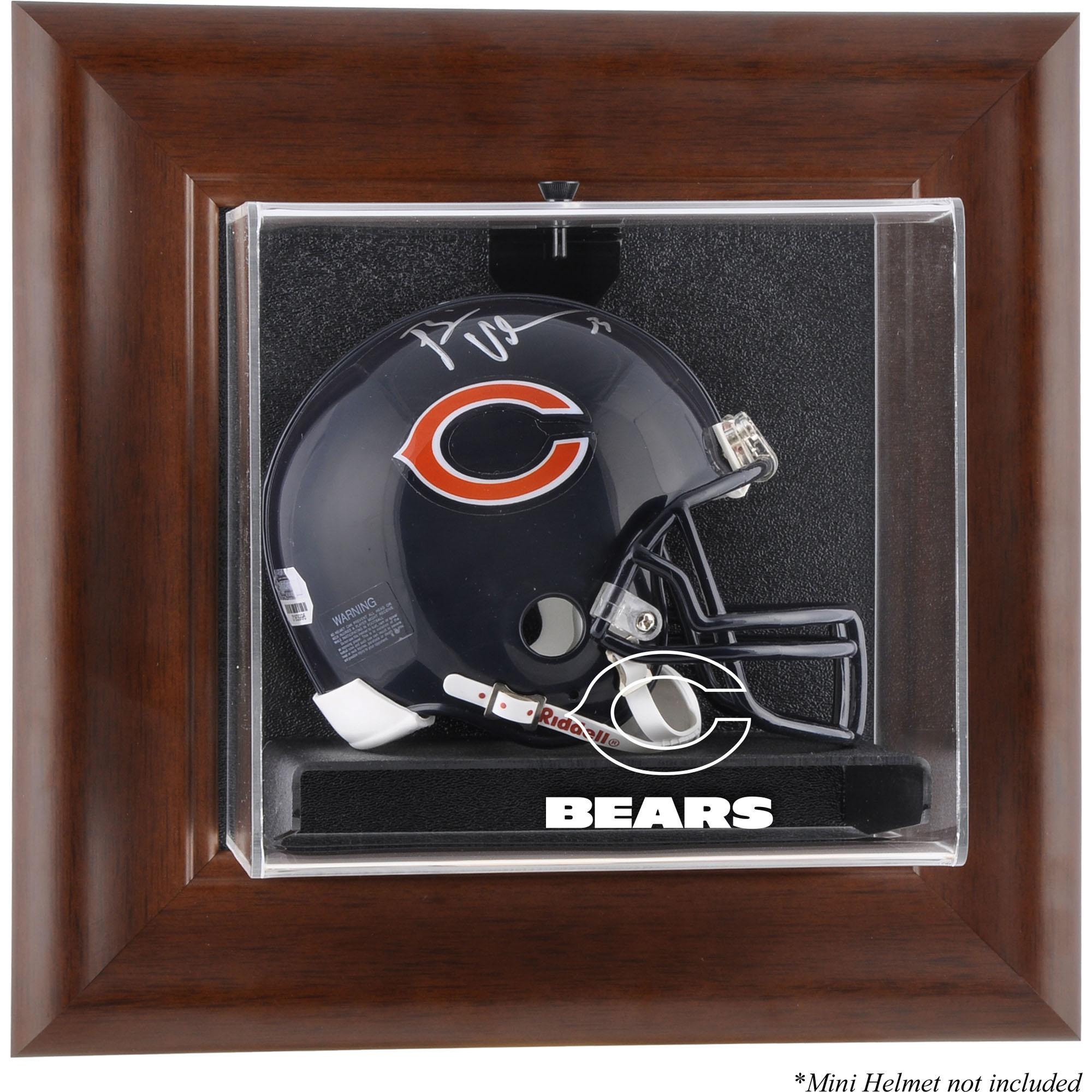 Chicago Bears Mini-Vitrine mit Helm im braunen Rahmen zur Wandmontage