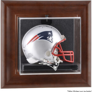 Mini-Vitrine mit Helm der New England Patriots in Braun mit Wandrahmen