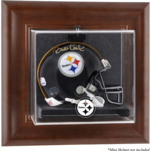 Pittsburgh Steelers Mini-Vitrine mit braunem Rahmen und Wandmontage für Helme