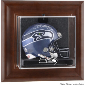 Seattle Seahawks Mini-Vitrine mit braunem Rahmen und Wandmontage für Helme