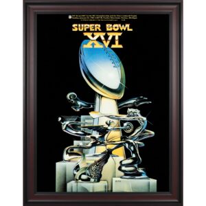 1982 49ers vs Bengals Gerahmtes 36″ x 48″ Leinwand Super Bowl XVI Programm