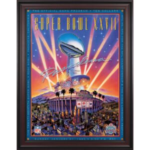 1993 Cowboys vs Bills, gerahmt, 91,4 x 121,9 cm, Leinwand, Super Bowl XXVII-Programm