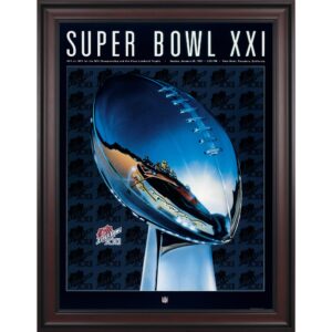 1987 Giants vs Broncos Gerahmtes 36″ x 48″ Leinwand Super Bowl XXI Programm