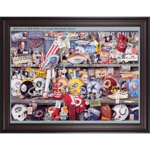 1991 Giants vs Bills Gerahmtes 36″ x 48″ Leinwand Super Bowl XXV Programm