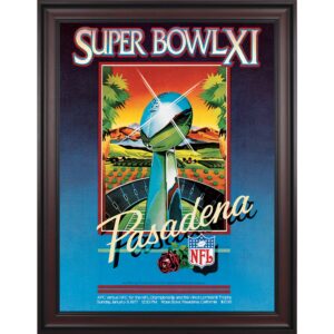 1977 Raiders vs Vikings Gerahmtes 36″ x 48″ Leinwand Super Bowl XI Programm