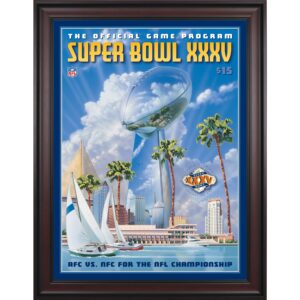 2001 Ravens vs Giants Gerahmtes 36″ x 48″ Leinwand Super Bowl XXXV Programm