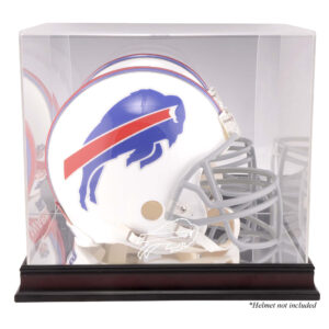 Vitrine mit Helmlogo der Buffalo Bills aus Mahagoni mit verspiegelter Rückseite