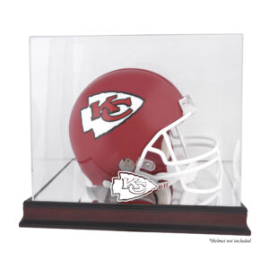 Vitrine mit Helmlogo der Kansas City Chiefs aus Mahagoni mit verspiegelter Rückseite