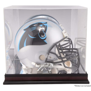 Mahagoni-Vitrine mit Helmlogo der Carolina Panthers mit verspiegelter Rückseite