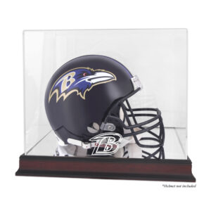 Vitrine mit Helmlogo der Baltimore Ravens aus Mahagoni mit verspiegelter Rückseite