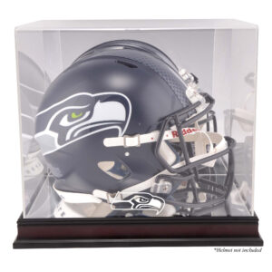 Vitrine mit Helmlogo der Seattle Seahawks aus Mahagoni mit verspiegelter Rückseite