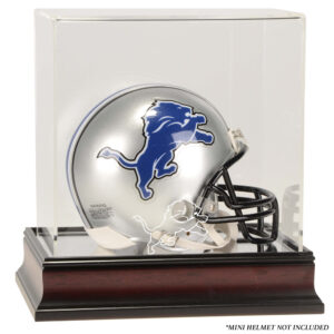 Mini-Vitrine mit Logo aus Mahagoni für Detroit Lions-Helm