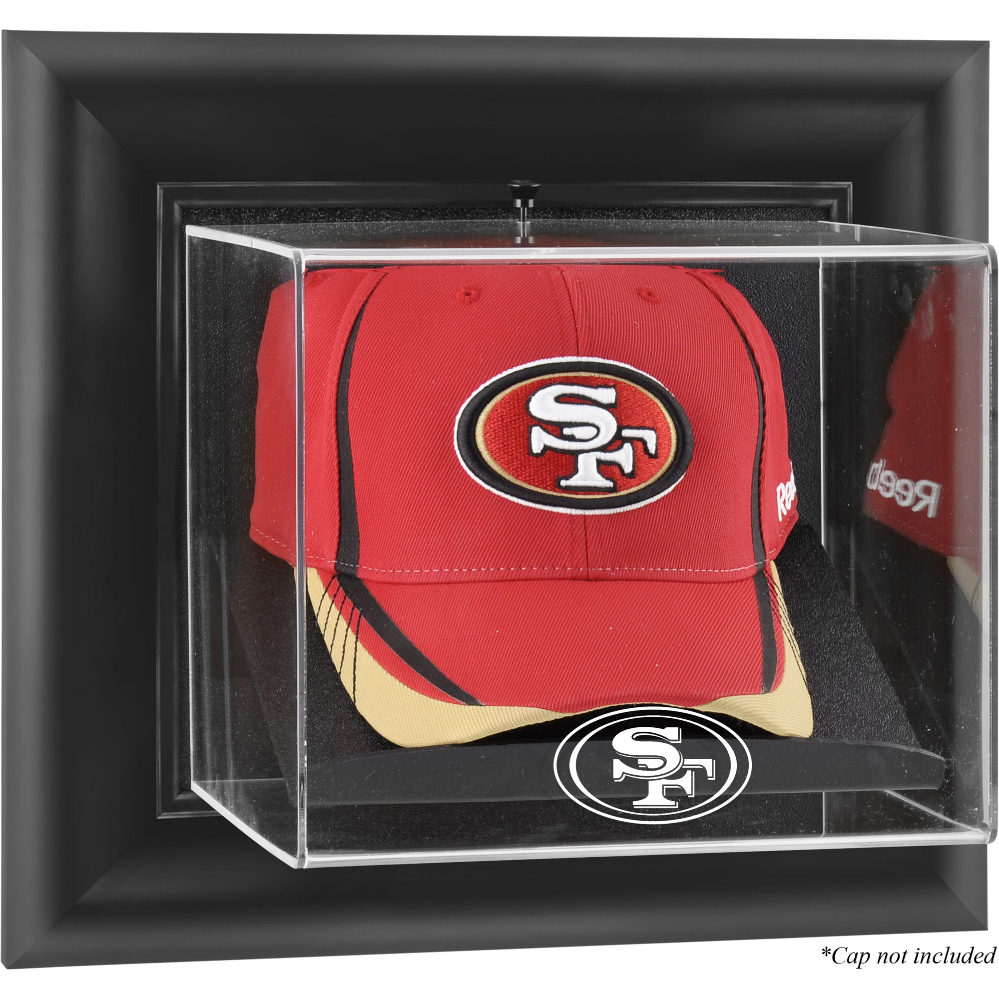 San Francisco 49ers – Schwarz gerahmte Vitrine mit Cap-Logo zur Wandmontage