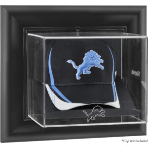 Detroit Lions – Schwarz gerahmte Vitrine mit Cap-Logo zur Wandmontage