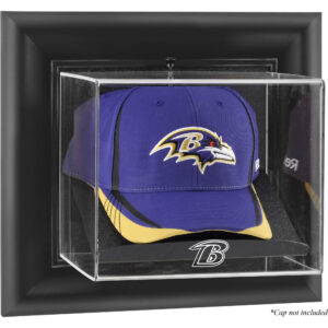 Wandmontierbare Vitrine mit Kappenlogo der Baltimore Ravens in schwarzem Rahmen