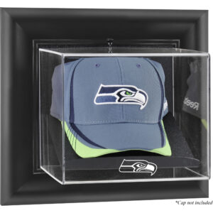 Seattle Seahawks – Schwarz gerahmte Vitrine mit Cap-Logo zur Wandmontage